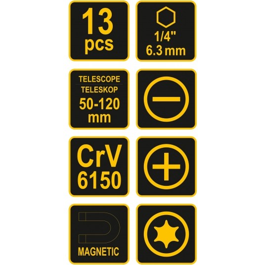 WKRĘTAK Z TELESKO CHWYTA MAGNETY 13SZT. -zdjęcie numer 6