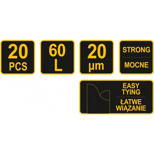 WORKI NA ODPADY Z USZAMI 60L 20SZT 20µM -zdjęcie numer 1