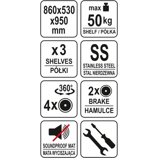 WÓZEK KELNERSKI 3-PÓŁKOWY -zdjęcie numer 3