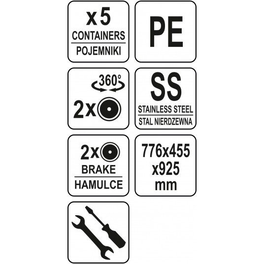 WÓZEK KELNERSKI 3-PÓŁKOWY Z 5 POJEMNIKAM -zdjęcie numer 9