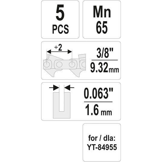 ZESTAW 5SZT. OGNIW DO ŁAŃC. 3/8" / 0,06" -zdjęcie numer 4