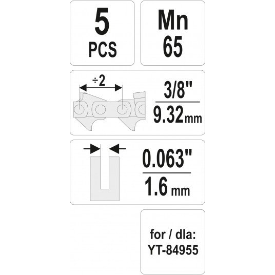 ZESTAW 5SZT. OGNIW DO ŁAŃC. 3/8" / 0,06" -zdjęcie numer 4
