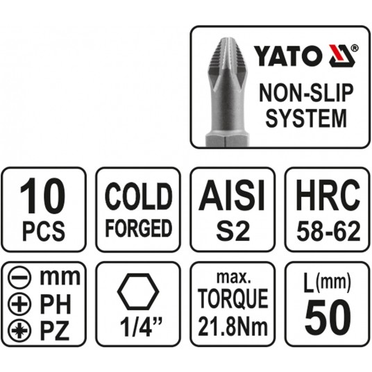 ZESTAW BITÓW DO WKRĘTARKI 50MM 10SZT. -zdjęcie numer 3