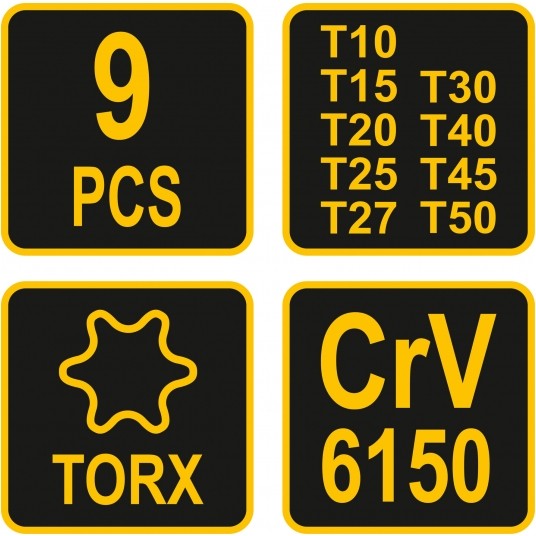ZESTAW KLUCZ TRZPIE. TORX Z RĘKOJE. 9SZT -zdjęcie numer 3