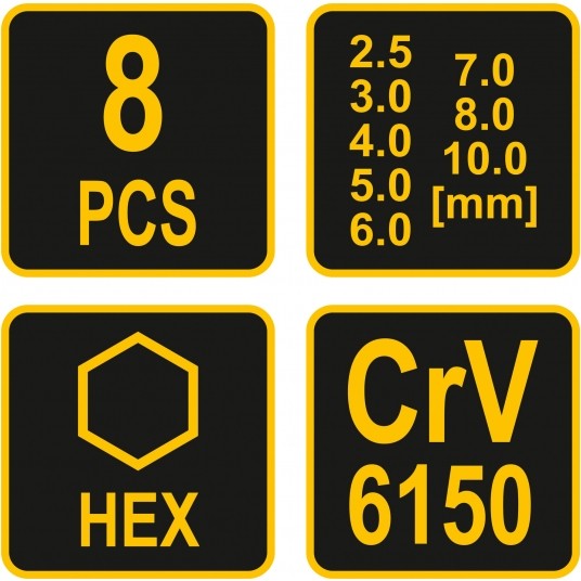 ZESTAW KLUCZY TRZPIE. HEX Z RĘKOJE. 8SZT -zdjęcie numer 3