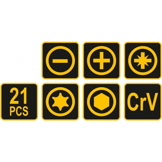 ZESTAW KOŃCÓWEK ŚRUBOKRĘTOWYCH 21 SZT. -zdjęcie numer 5