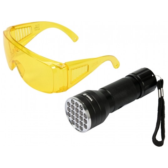 ZESTAW LATARKA UV 21 LED I OKULARY -zdjęcie numer 1