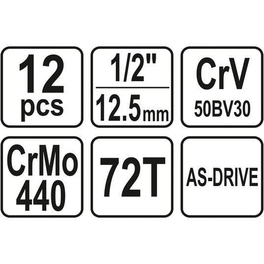 ZESTAW NARZĘDZIOWY 1/2" 12 CZĘŚCI XS -zdjęcie numer 5