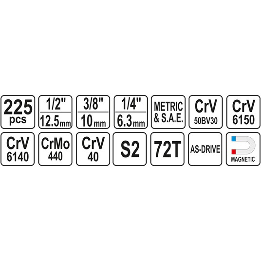 ZESTAW NARZĘDZIOWY 1/2" 225CZ. XXL -zdjęcie numer 7