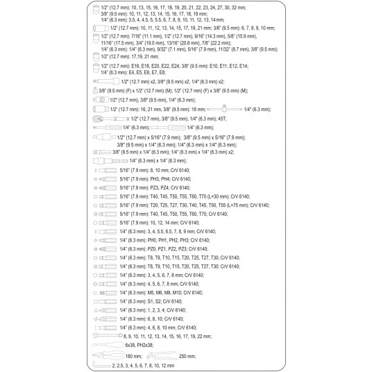 ZESTAW NARZĘDZIOWY 1/2",3/8", 1/4" 225CZ -zdjęcie numer 6