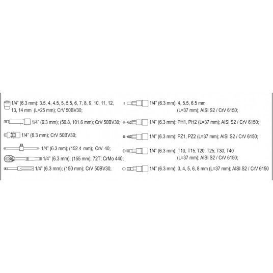 ZESTAW NARZĘDZIOWY 1/4" 38CZ. XS -zdjęcie numer 6