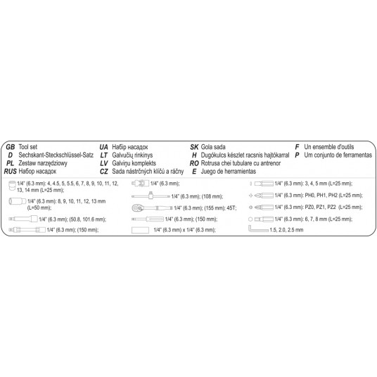 ZESTAW NARZĘDZIOWY 1/4" 42CZ. XS -zdjęcie numer 6