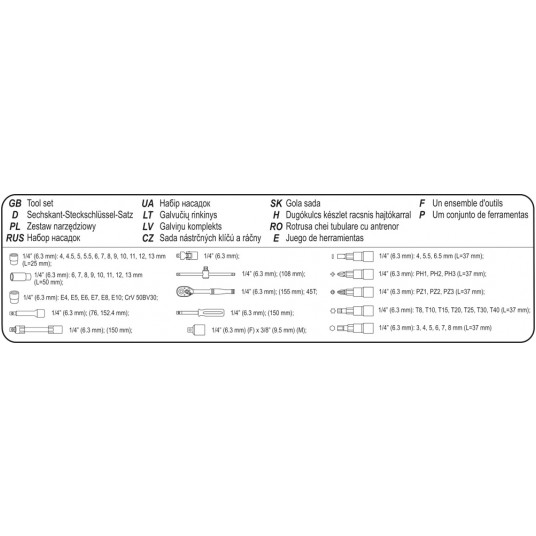 ZESTAW NARZĘDZIOWY 1/4" 56CZ. -zdjęcie numer 6