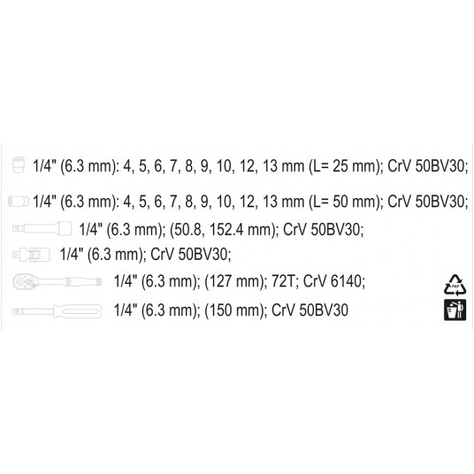 ZESTAW NARZĘDZIOWY 23CZ. 1/4" -zdjęcie numer 4