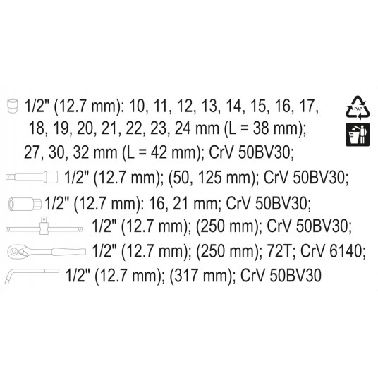 ZESTAW NARZĘDZIOWY 25CZ. 1/2" -zdjęcie numer 6