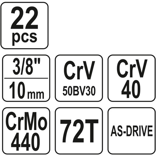 ZESTAW NARZĘDZIOWY 3/8" 22CZ. XS -zdjęcie numer 5