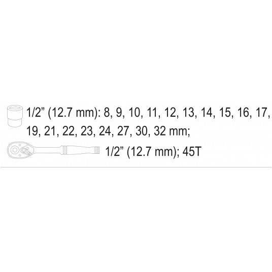 ZESTAW NASADEK Z GRZECHOTKĄ 1/2", 19SZT -zdjęcie numer 4