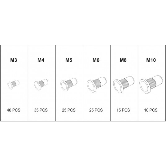 ZESTAW NITONAKRĘTEK ALU M3- M10, 150SZT -zdjęcie numer 5
