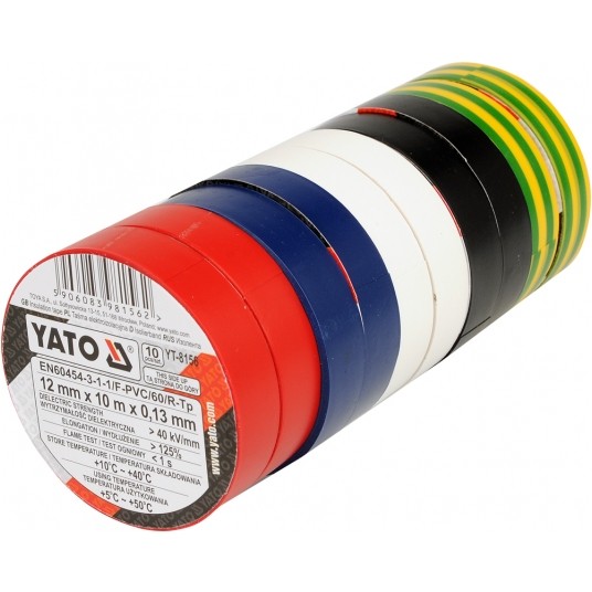 ZESTAW TAŚM ELEKTROIZ 12MMx10M MIX 10CZ -zdjęcie numer 1