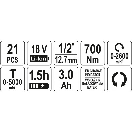 ZESTAW UDAROWY 18V 1/2'' - 2X 3AH -zdjęcie numer 9