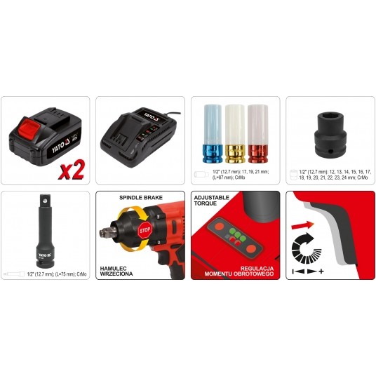 ZESTAW UDAROWY 18V 1/2'' - 2X 3AH -zdjęcie numer 8