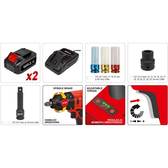 ZESTAW UDAROWY 18V 1/2'' - 2X 3AH -zdjęcie numer 8