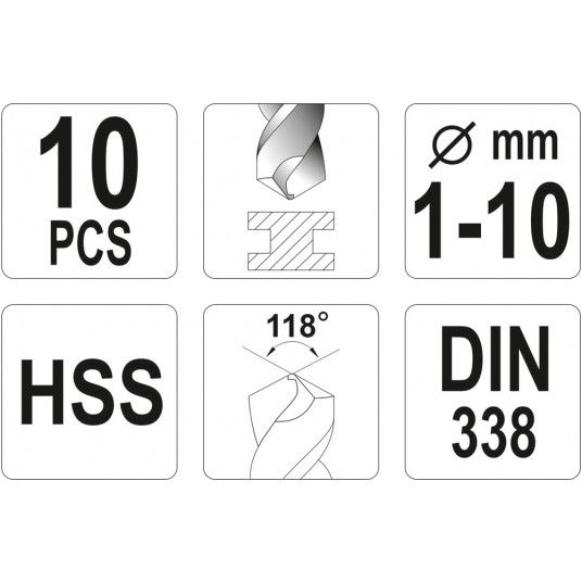 ZESTAW WIERTEŁ DO METAL.HSS 10SZT 1-10MM -zdjęcie numer 3