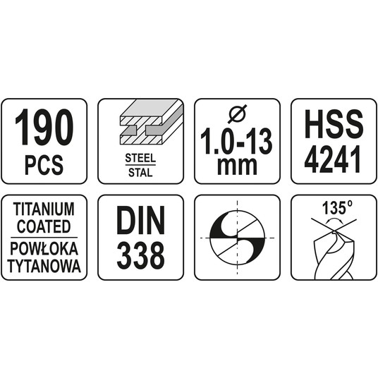 ZESTAW WIERTEŁ DO METALU 190SZT 1-13MM -zdjęcie numer 5