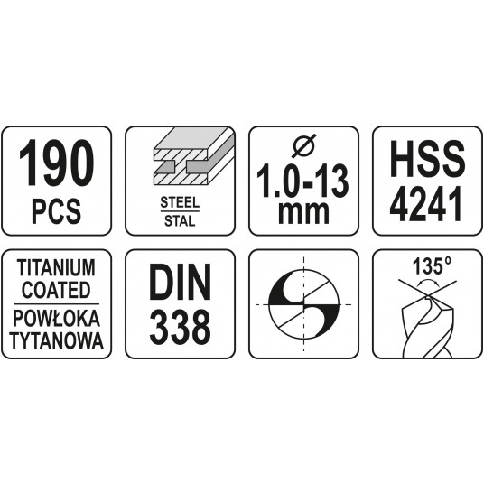 ZESTAW WIERTEŁ DO METALU 190SZT 1-13MM -zdjęcie numer 5