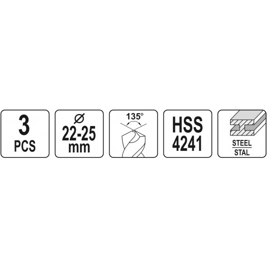 ZESTAW WIERTEŁ DO METALU 3SZT 22-25MM -zdjęcie numer 4