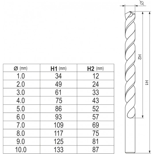 ZESTAW WIERTEŁ DO METALU CO-HSS 10 SZT. -zdjęcie numer 4