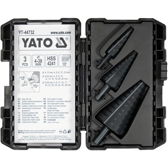 ZESTAW WIERTEŁ STOPNIOWYCH, 3 SZT. -zdjęcie numer 4