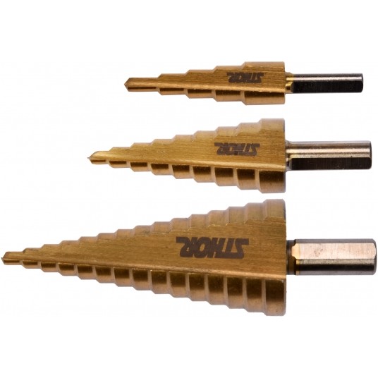 ZESTAW WIERTEŁ STOPNIOWYCH 3SZT. -zdjęcie numer 1