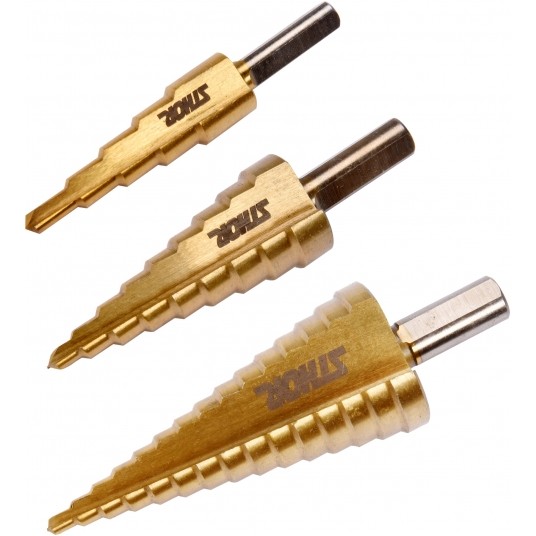 ZESTAW WIERTEŁ STOPNIOWYCH 3SZT. -zdjęcie numer 2