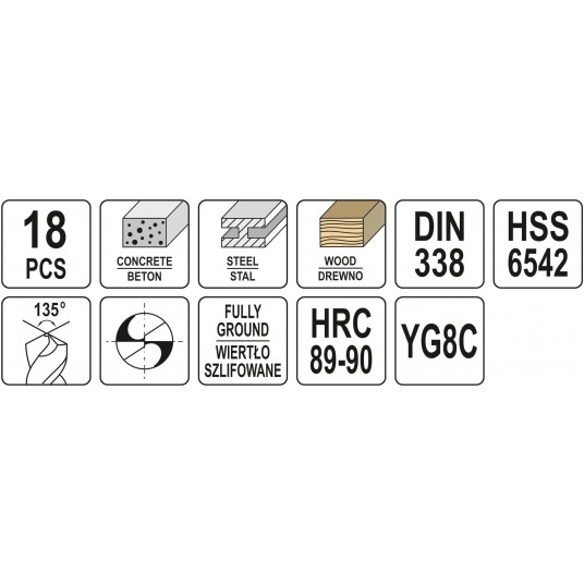 ZESTAW WIERTEŁ UNIWESALNYCH 18SZT. -zdjęcie numer 7