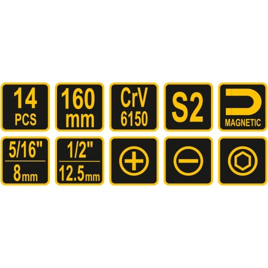 ZESTAW-WKRĘT. UDAROWY Z KOŃCÓWKAMI 14SZT -zdjęcie numer 5