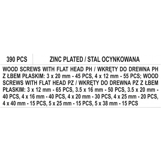 ZESTAW WKRĘTÓW DO DREWNA 390SZT. -zdjęcie numer 3
