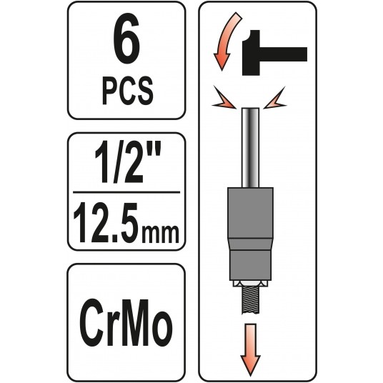ZESTAW WYKRĘTAKÓW DO ŚRUB 6 SZT 1/2" -zdjęcie numer 5