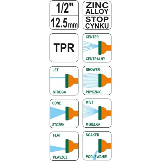 ZRASZACZ PISTOLETOWY 7 FUNK METALOWY FLO -zdjęcie numer 3