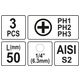 BITY 1/4" 50MM PH1, PH2, PH3 3 SZT -zdjęcie numer 3