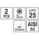 BITY 1/4"X25 MM HEX H3 2 SZT -zdjęcie numer 3