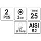 BITY 1/4"X25 MM HEX H3 2 SZT -zdjęcie numer 3
