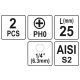 BITY 1/4"X25 MM PH0 2 SZT -zdjęcie numer 3