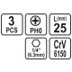 BITY 1/4"X25 MM PH0 3 SZT -zdjęcie numer 3