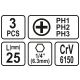 BITY 1/4"X25 MM PH1, PH2, PH3 3 SZT -zdjęcie numer 3