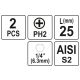 BITY 1/4"X25 MM PH2 2 SZT -zdjęcie numer 3