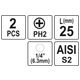 BITY 1/4"X25 MM PH2 2 SZT -zdjęcie numer 3