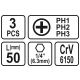BITY 1/4"X50 MM PH1, PH2, PH3 3 SZT -zdjęcie numer 3