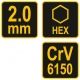 KLUCZ TRZPIENIOWY HEX Z RĘKOJEŚCIĄ 2.0MM -zdjęcie numer 4