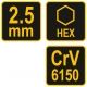 KLUCZ TRZPIENIOWY HEX Z RĘKOJEŚCIĄ 2.5MM -zdjęcie numer 3